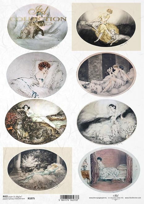 Papier-ryżowy-R1875 - Louis Icart, malarstwo z kobietami, art deco
