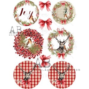 Papier ryżowy do decoupage 0305 świąteczne medaliony