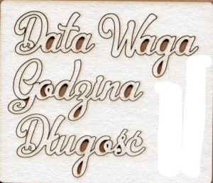 DZIECKO NAPISY METRYCZKA BIRMATA  9,5X8,5CM