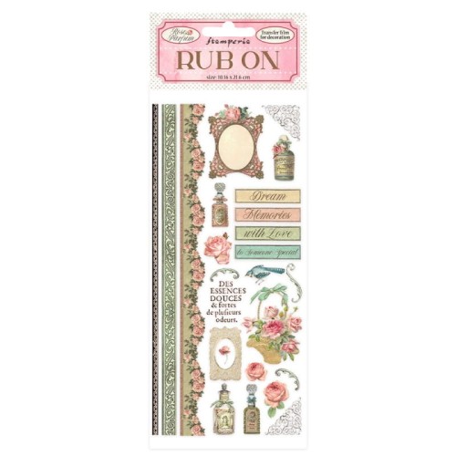 STAMPERIA RUB-ON TRANSFER1 10x 21,6cm ROSE PARFUM BORDIURY