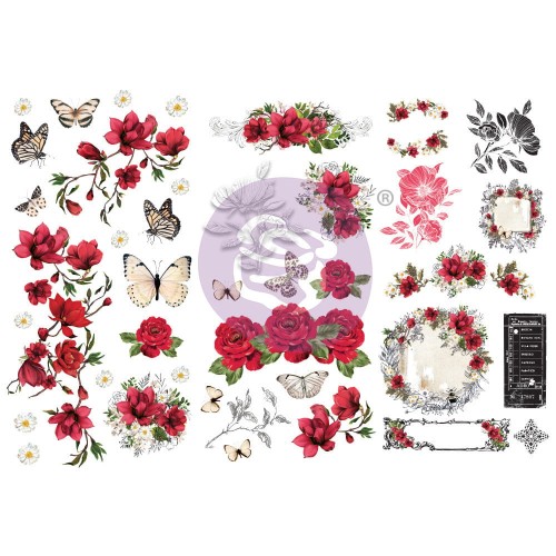 Decor Transfer Magnolia Rouge - 3 arkusze 15x30cm | Prima
