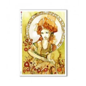 Papier ryżowy DZIEWCZYNA  FORMAT A3 (32X45 CM)Paper Designs 