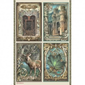 STAMPERIA PAPIER RYŻOWY A4 MAGIC FOREST 4 OBRAZKI