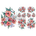 Zestaw dwóch arkuszy transferów wodnych H2O z motywami florystycznymi z kolekcji Brilliant Blooms od Prima Re·Design