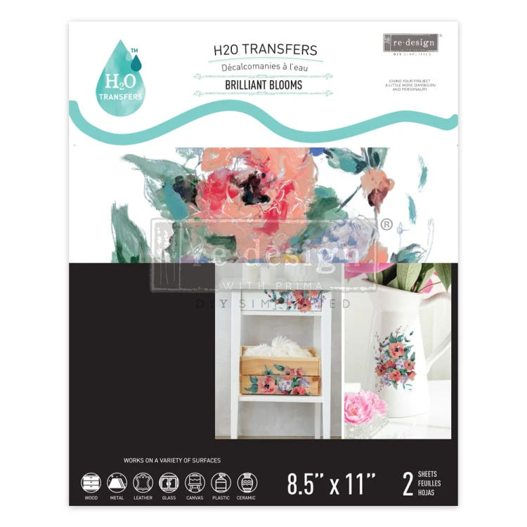 Transfer wodny H2O Brilliant Blooms - 2 arkusze | Prima Re·Design