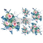 Zestaw dwóch arkuszy transferów wodnych H2O z motywami florystycznymi z kolekcji Expressive Blooms od Prima Re·Design