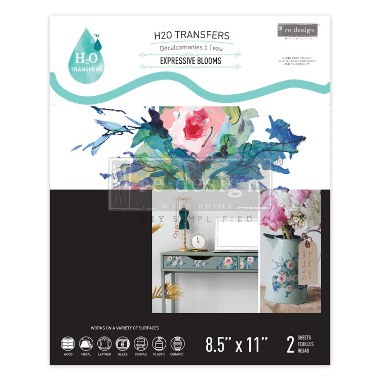 Transfer wodny H2O Radiant Blooms - 2 arkusze | Prima Re·Design