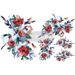 Zestaw dwóch arkuszy transferów wodnych H2O z motywami florystycznymi z kolekcji Radiant Blooms od Prima Re·Design
