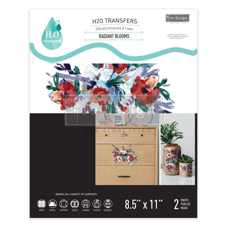 Transfer wodny H2O Radiant Blooms - 2 arkusze | Prima Re·Design