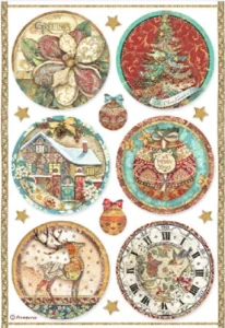 STAMPERIA PAPIER RYŻOWY A4 CHRISMAS GREETINGS 6 DEKORÓW