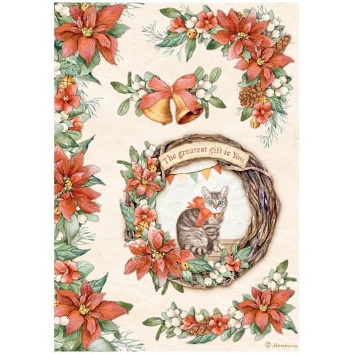STAMPERIA PAPIER RYŻOWY A4 All Around Christmas GIRLANDA