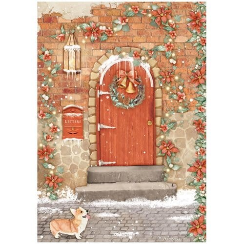 STAMPERIA PAPIER RYŻOWY A4 All Around Christmas DRZWI