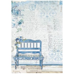 STAMPERIA PAPIER RYŻOWY A4 Blue Land bench