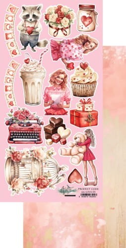 Karta 15x30,5cm  Melody of The Heart- LOVE  6x12'' dodatki 