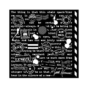 Szablon 3D Stamperia 18x18 cm - Napisy, znaczki