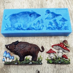 Foremka silikonowa Mila Project FMP086 - Dzik i grzyby