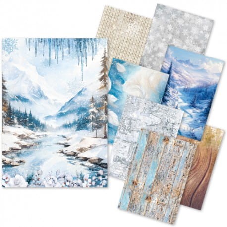 CB papier ryżowy A5 MIX 8sztuk  winter wonderland