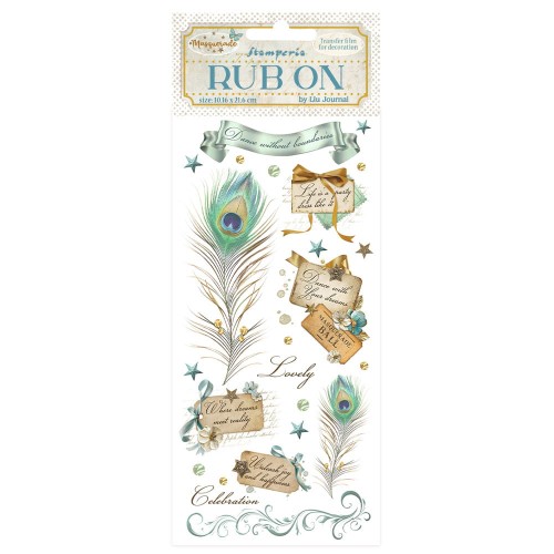 Rub-On transfer 10x21,6 cm -  Pawie pióra | Stamperia Masquerade, DFLRB140