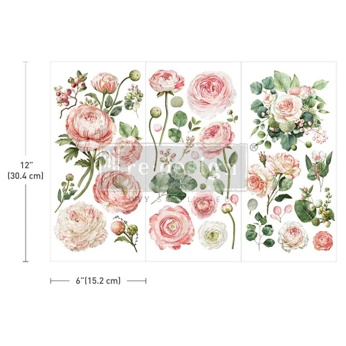 Decor Transfer Blushing Blooms - 3 arkusze 15x30cm | Prima