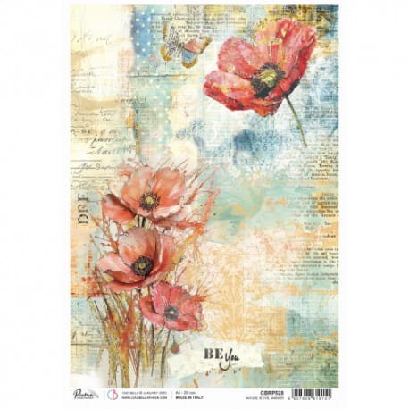 CB Papier ryżowy  A4 Majestic D Nature is the answer kwiaty maki