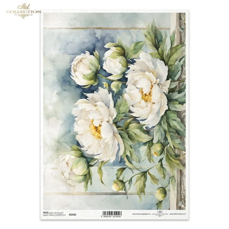 Papier ryżowy ITD R2460 - A4, Białe Peonie.jpg