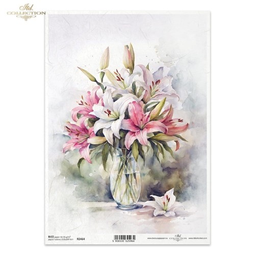 Papier ryżowy ITD R2464 - A4, Różowe Lilie.jpg