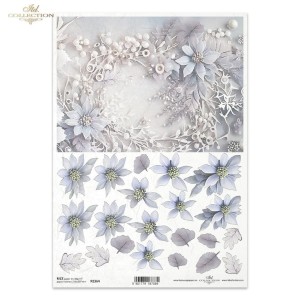 Papier ryżowy ITD R2364 - A4, Zimowy Bukiet, Kwiaty 3D      