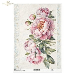 Papier ryżowy ITD R2456 - A4, Różowa Peonia