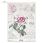 Papier ryżowy ITD R0643 - A4, Róża i Pismo