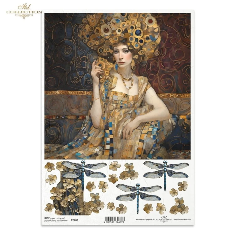 Papier ryżowy ITD R2408 - A4, Kobieta Art Nouveau, Secesja.jpg
