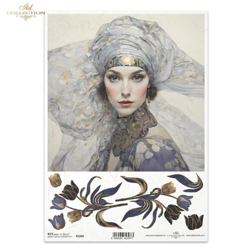 Papier ryżowy ITD R2398 - A4, Kobieta, Tulipany.jpg