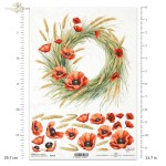 Papier ryżowy ITD R2419 - A4, Sielski Wianek, Maki.jpg