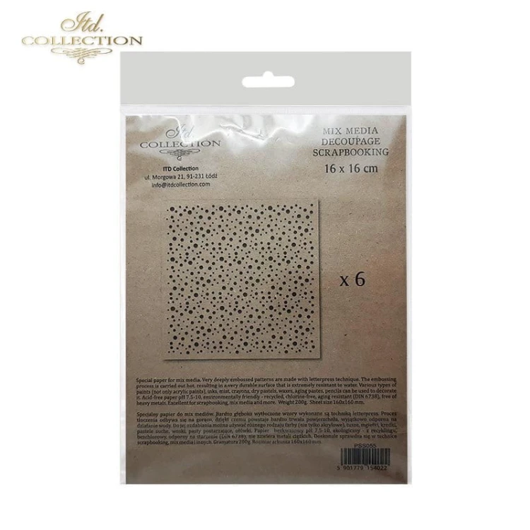 Papier tłoczony ITD PSS055 - zestaw 6 sztuk