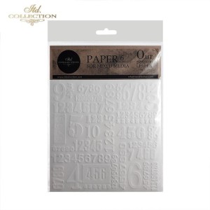 Papier tłoczony ITD PSS050 - zestaw 6 sztuk, cyfry liczby   