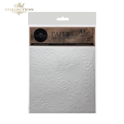 Papier tłoczony ITD PSS051 - zestaw 6 sztuk, trybiki, cyferblaty