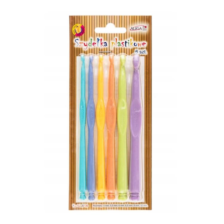 Szydełka plastikowe - zestaw 6 sztuk, 5-10mm