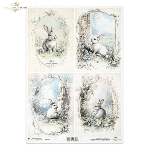 Papier ryżowy ITD R2568 - A4, Słodki Króliczek