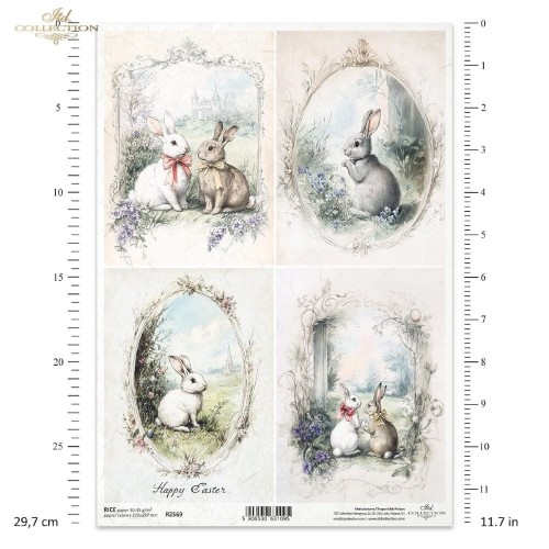 Papier ryżowy ITD R2569 - A4,  Pan i Pani Królik