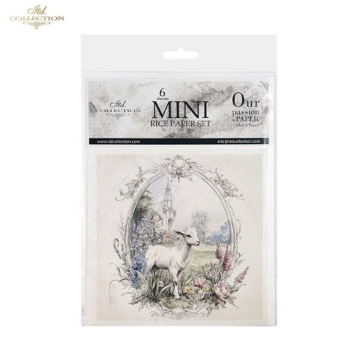 Papier ryżowy mini ITD RSM164 - zestaw 6 sztuk, Owce, Kozy
