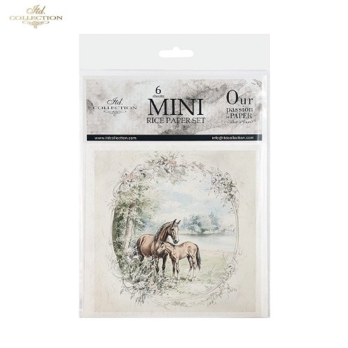 Papiery ryżowe mini ITD RSM163 - zestaw 6 sztuk, Konie, Krówki