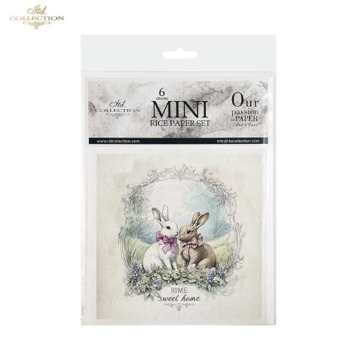 Papiery ryżowe mini ITD RSM160 - zestaw 6 sztuk, Para Zajączków