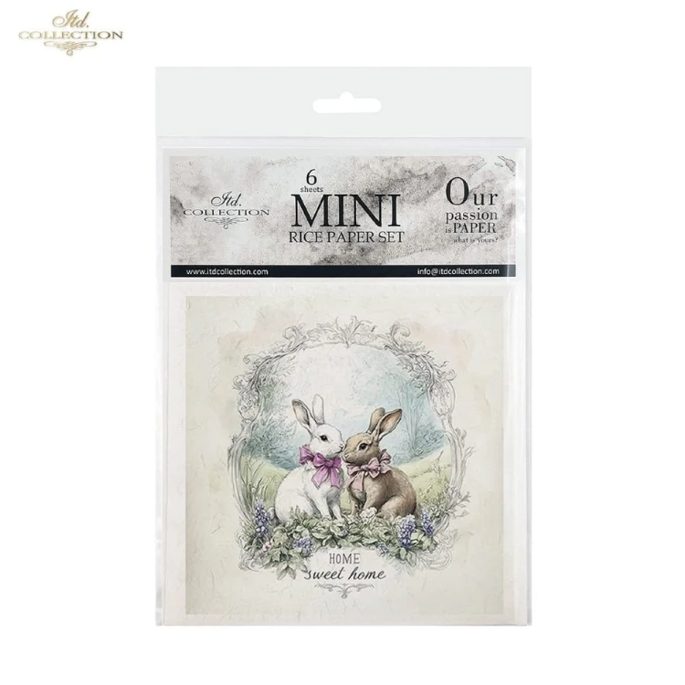 Papiery ryżowe mini ITD RSM160 - zestaw 6 sztuk, Para Zajączków