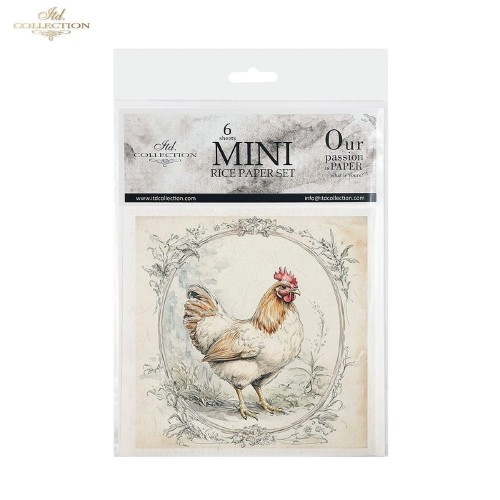 Papiery ryżowe mini ITD RSM158 - zestaw 6 sztuk, Kurki