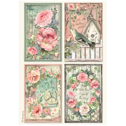 Stamperia papier ryżowy A4 House of roses 4 karty
