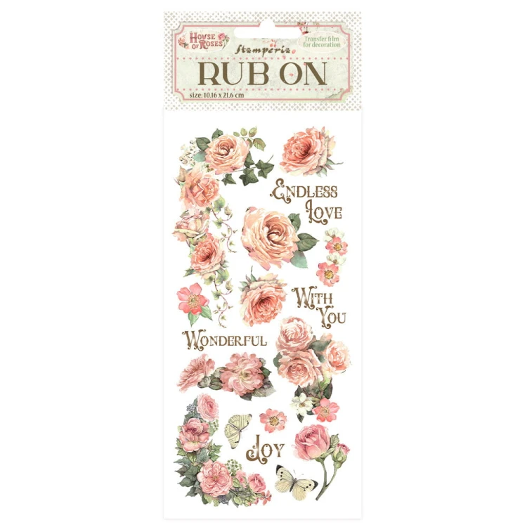 Rub-On transfer 10x21,6 cm - Róże | Stamperia House of Roses, DFLRB152