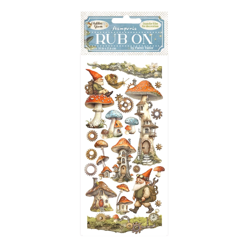 Rub-On transfer 10x21,6 cm - Grzybowe domki | Stamperia Hidden Grove, DFLRB150