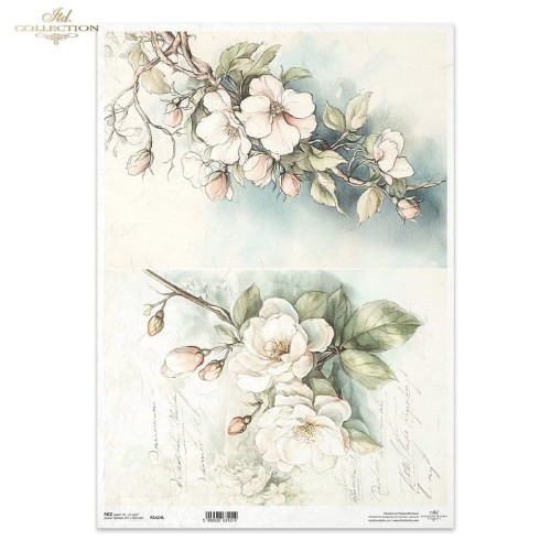 Papier ryżowy ITD R1424L - A3,  Kwiatowe gałązki