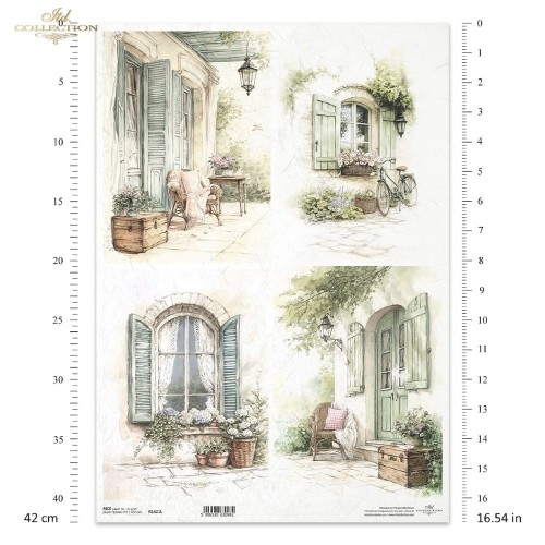 Papier ryżowy ITD R1421L - A3,  Okiennice rustykalne