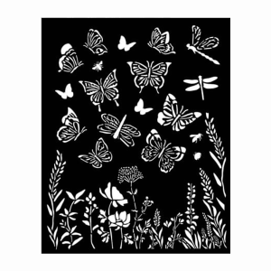 Szablon 3D Stamperia 20x25 cm - Motyle, kwiaty, łąka