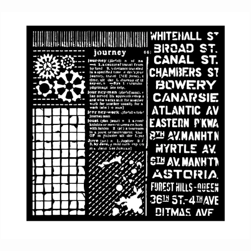 Szablon 3D Stamperia 18x18 cm - Napisy, kratka, trybiki